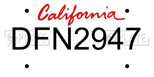 DFN2947 California License Plate