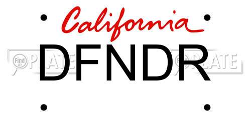 DFNDR California License Plate