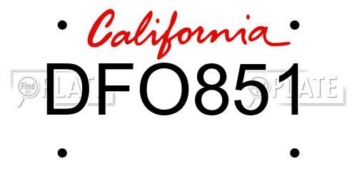 DFO851 California License Plate
