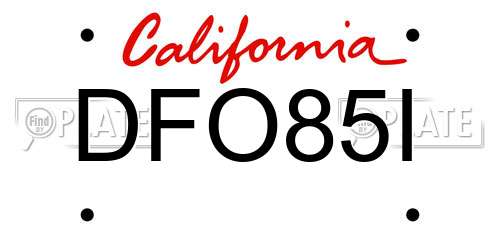 DFO85I California License Plate