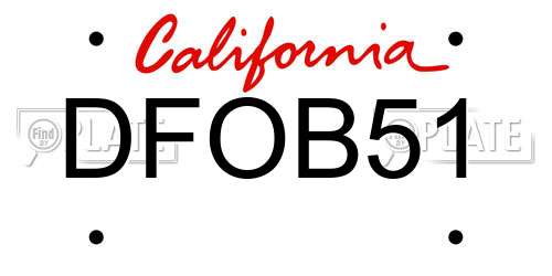 DFOB51 California License Plate