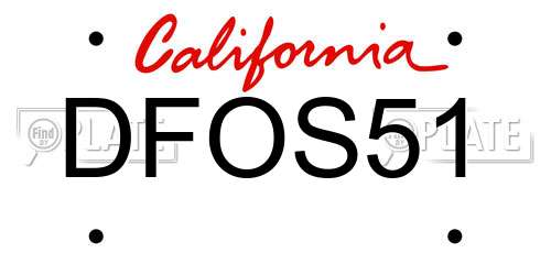 DFOS51 California License Plate