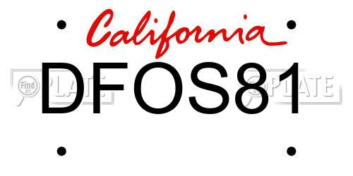 DFOS81 California License Plate