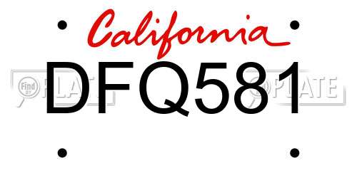 DFQ581 California License Plate
