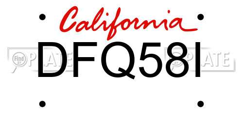 DFQ58I California License Plate
