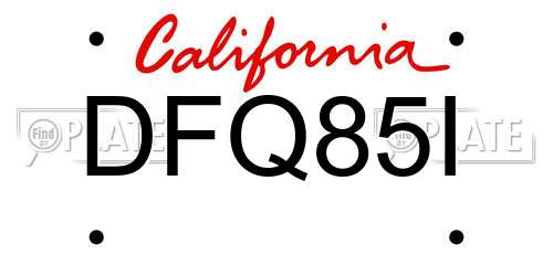 DFQ85I California License Plate