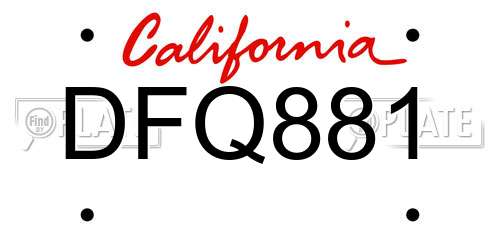 DFQ881 California License Plate