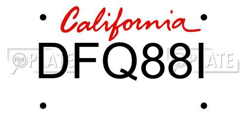 DFQ88I California License Plate