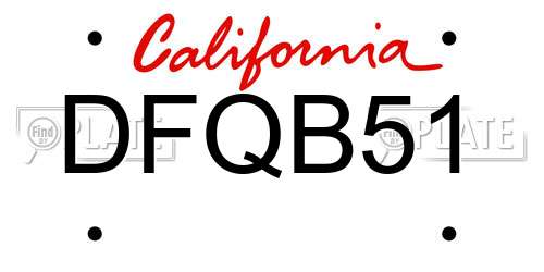 DFQB51 California License Plate