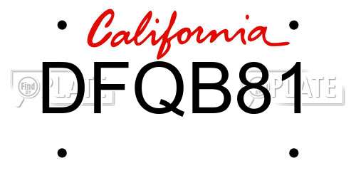 DFQB81 California License Plate