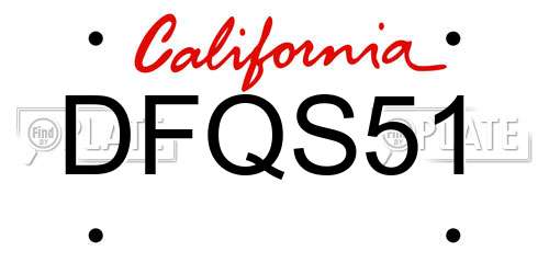 DFQS51 California License Plate