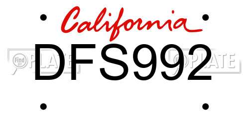 DFS992 California License Plate