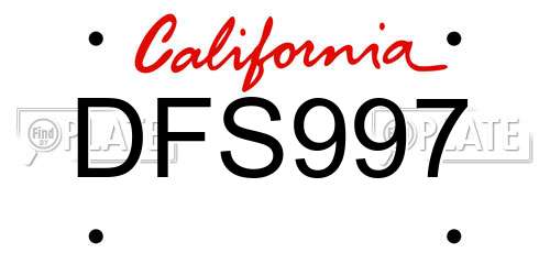 DFS997 California License Plate