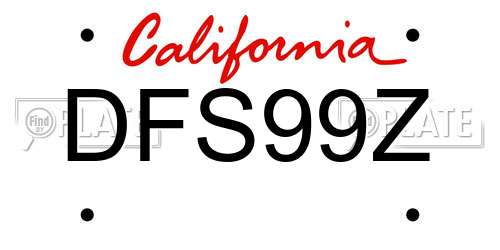 DFS99Z California License Plate