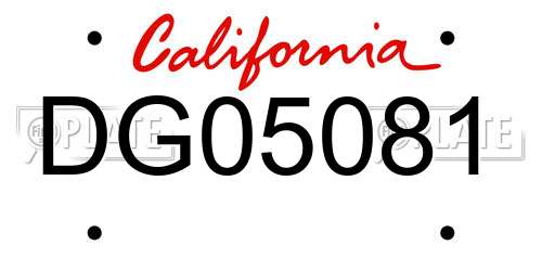 DG05081 California License Plate