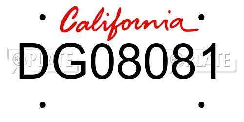 DG08081 California License Plate