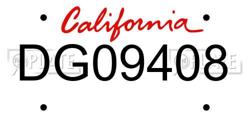 DG09408 California License Plate