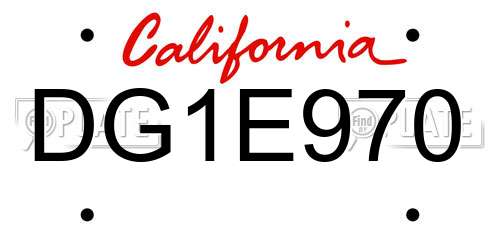 DG1E970 California License Plate