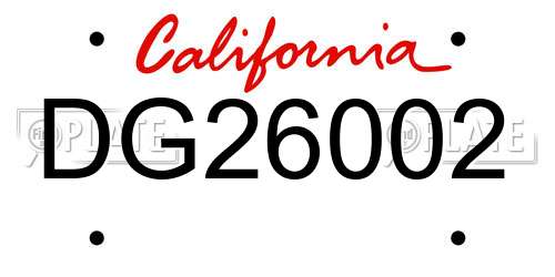 DG26002 California License Plate