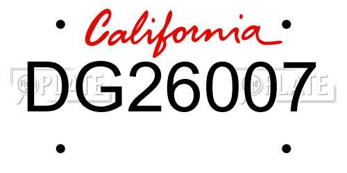 DG26007 California License Plate