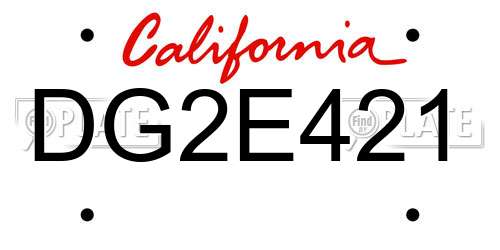 DG2E421 California License Plate