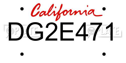 DG2E471 California License Plate