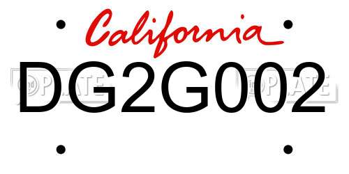 DG2G002 California License Plate