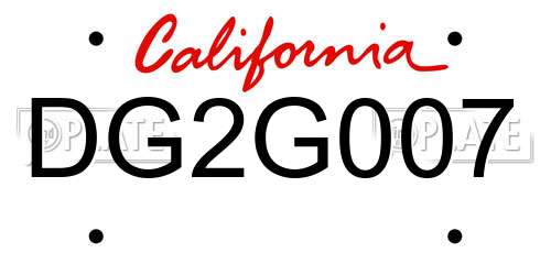 DG2G007 California License Plate