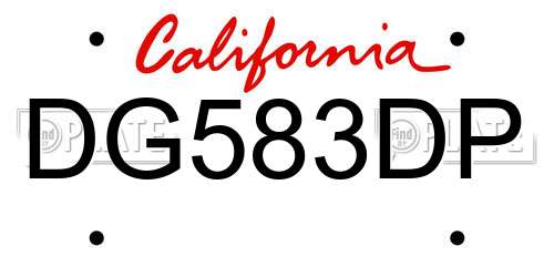 DG583DP California License Plate