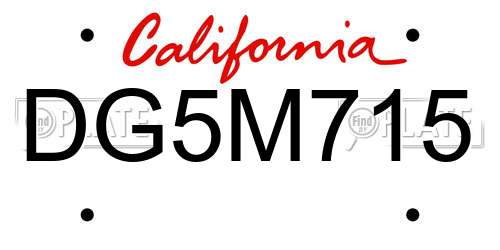 DG5M715 California License Plate