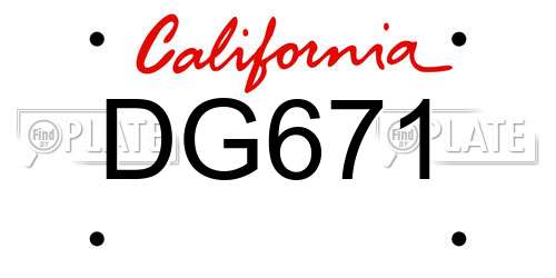 DG671 California License Plate