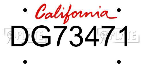 DG73471 California License Plate