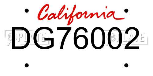 DG76002 California License Plate