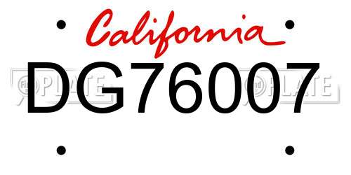 DG76007 California License Plate