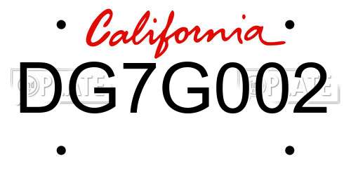 DG7G002 California License Plate