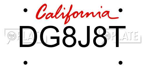 DG8J8T California License Plate