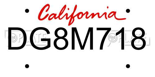 DG8M718 California License Plate
