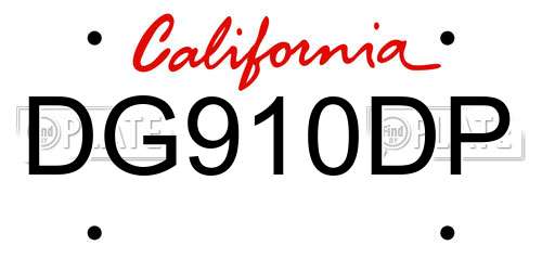 DG910DP California License Plate