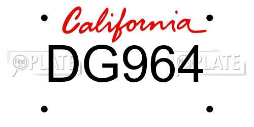 DG964 California License Plate