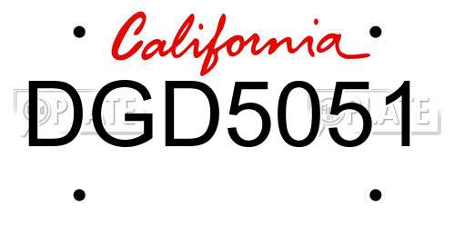 DGD5051 California License Plate