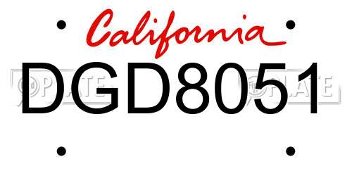 DGD8051 California License Plate