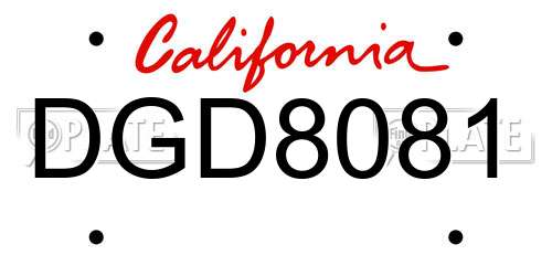 DGD8081 California License Plate