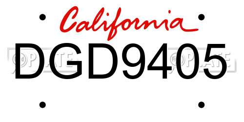DGD9405 California License Plate