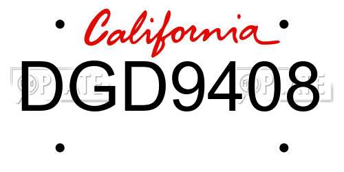 DGD9408 California License Plate