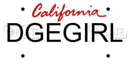 DGEGIRL California License Plate