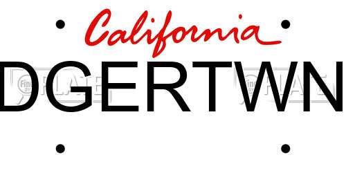 DGERTWN California License Plate