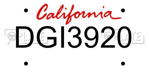 DGI3920 California License Plate