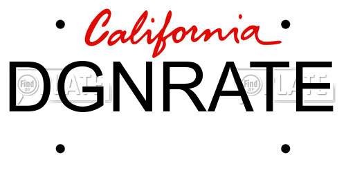 DGNRATE California License Plate