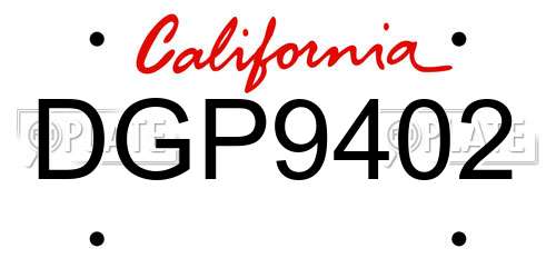 DGP9402 California License Plate