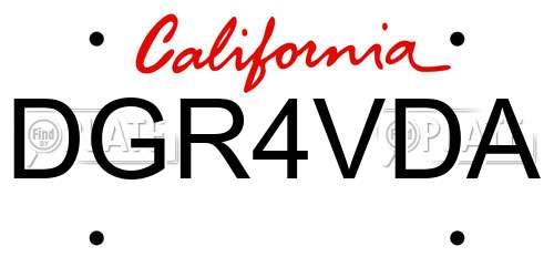 DGR4VDA California License Plate